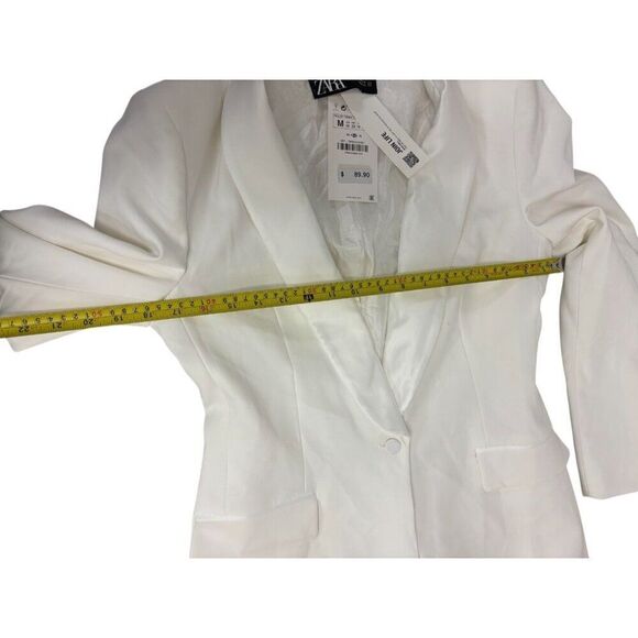 Zara Womens Tuxedo Blazer Suit Jacket Size M White Satin Lapel 7855/542 NWT - Picture 12 of 12